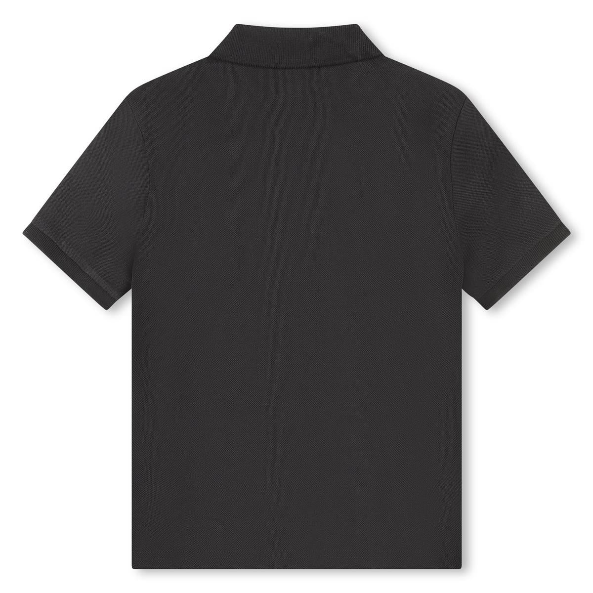 Boys Black Cotton Polo Shirt