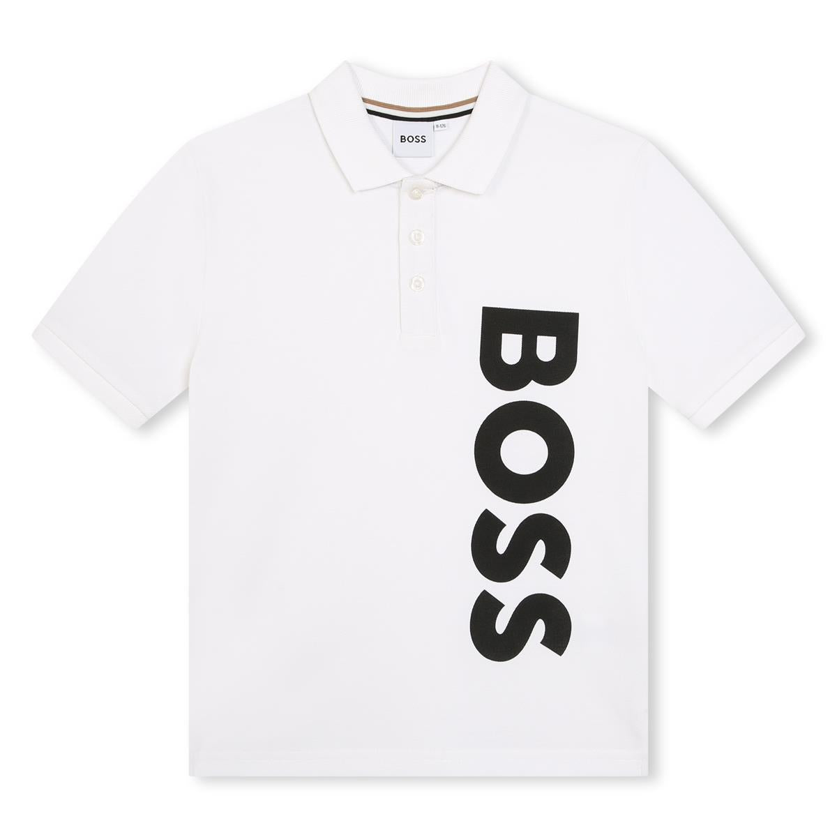 Boys White Cotton Polo Shirt