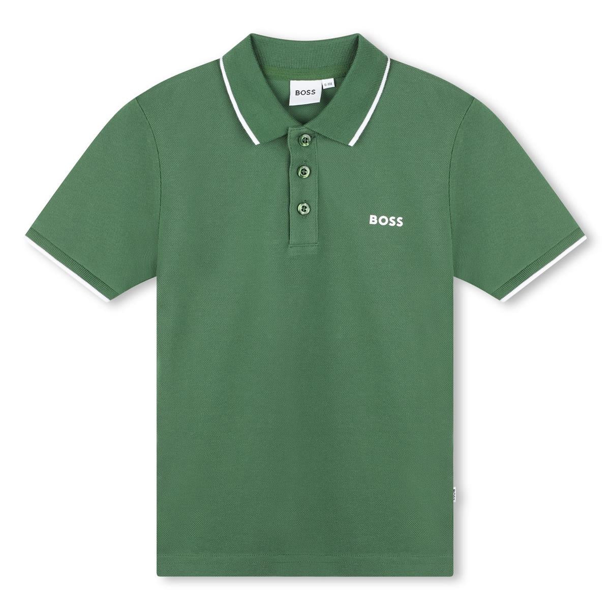 Boys Green Cotton Polo Shirt