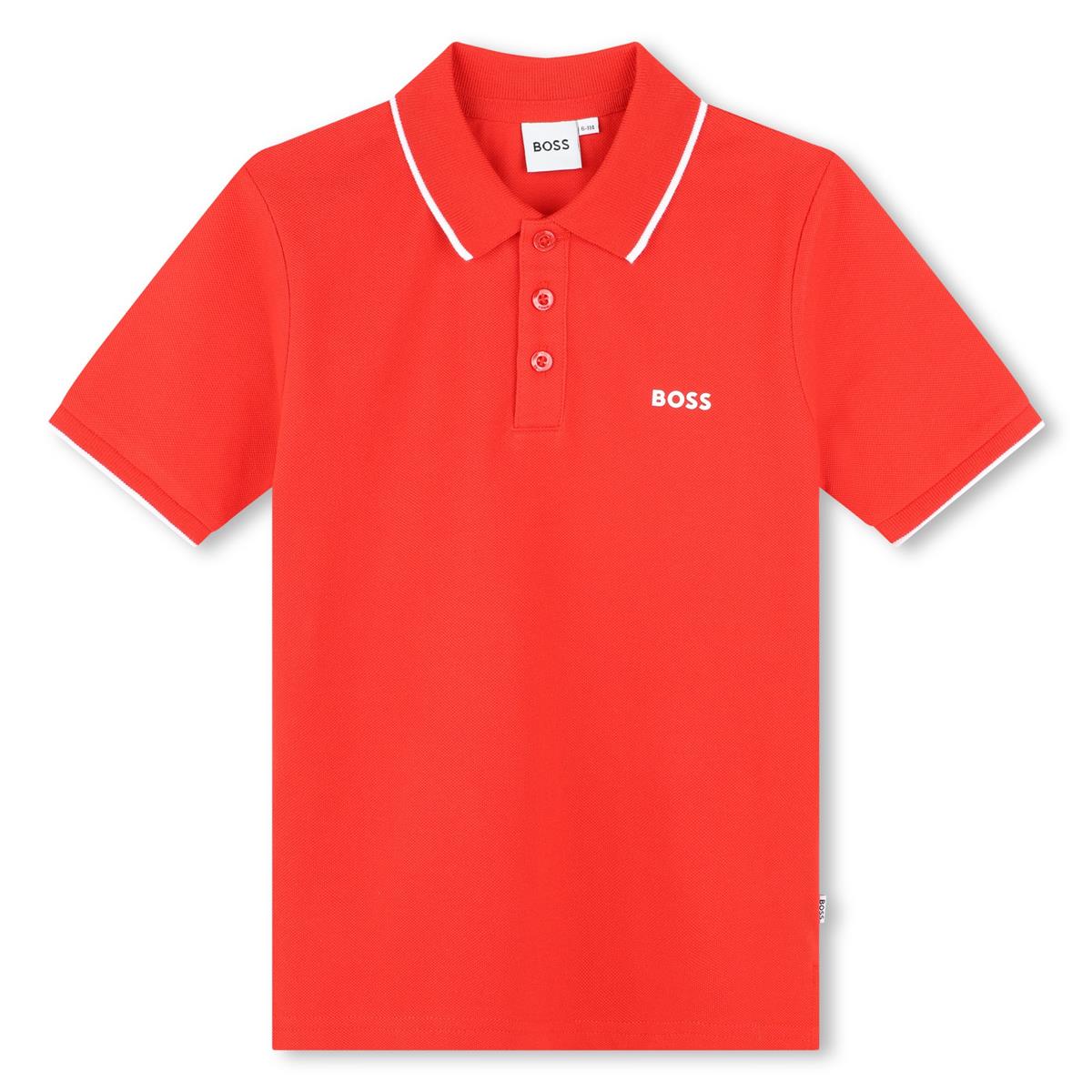 Boys Orange Cotton Polo Shirt