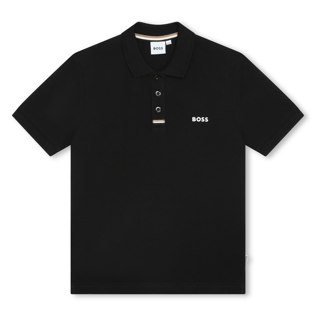 Boys Black Cotton Polo Shirt