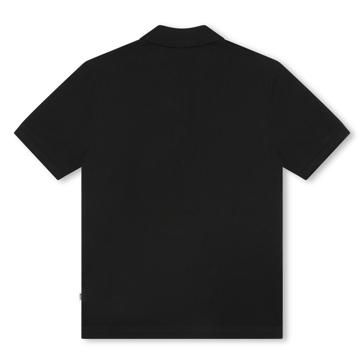 Boys Black Cotton Polo Shirt