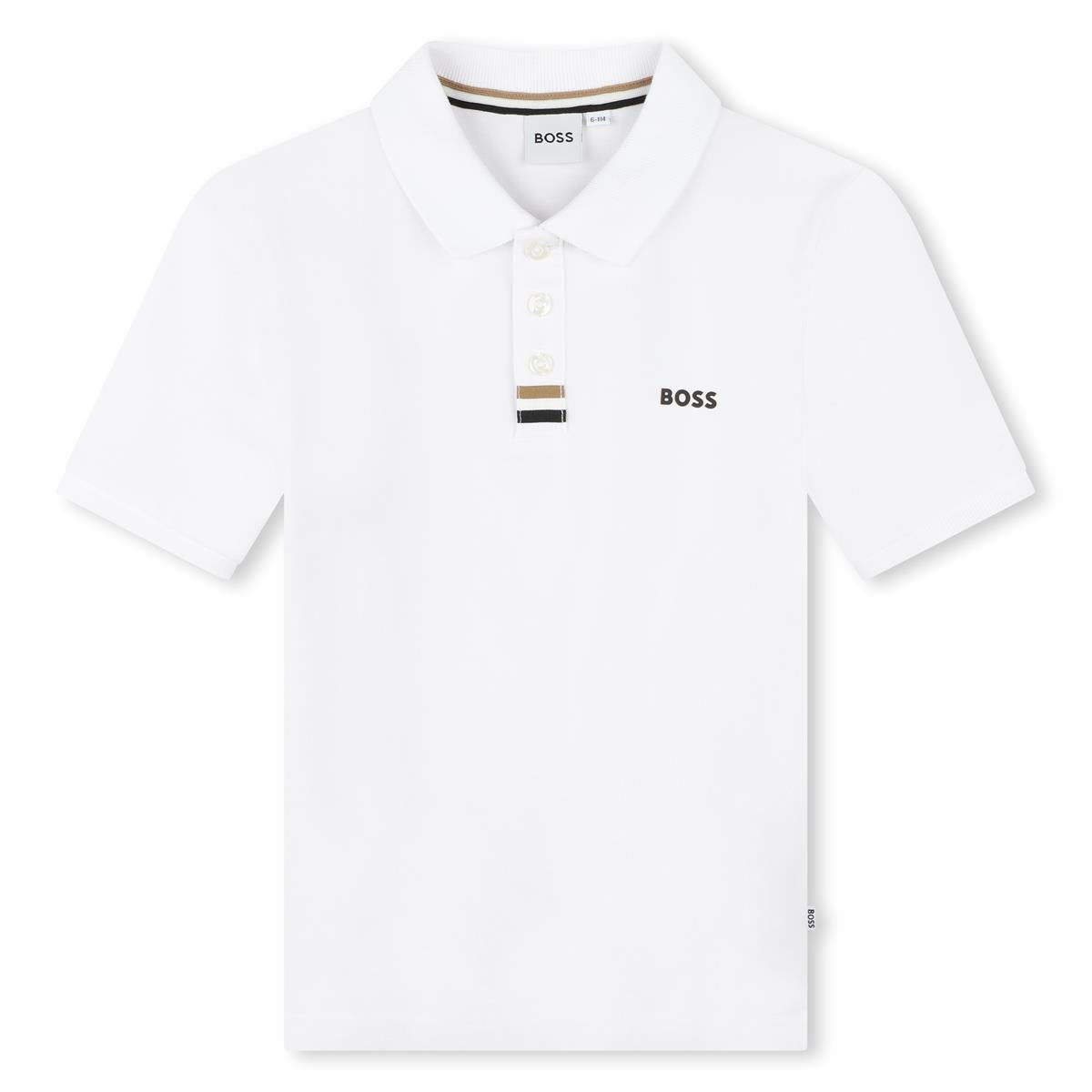 Boys White Cotton Polo Shirt