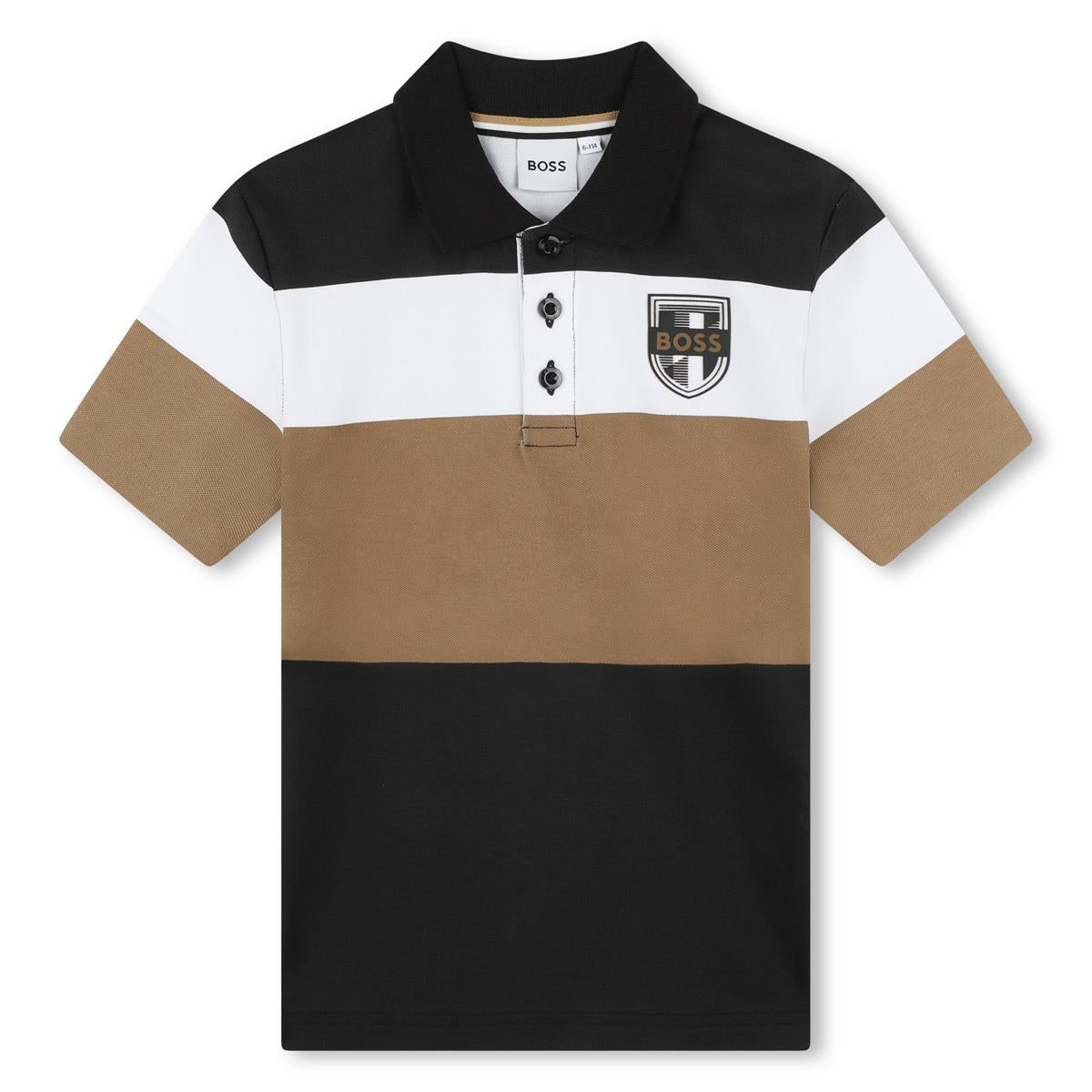 Boys Black Cotton Polo Shirt