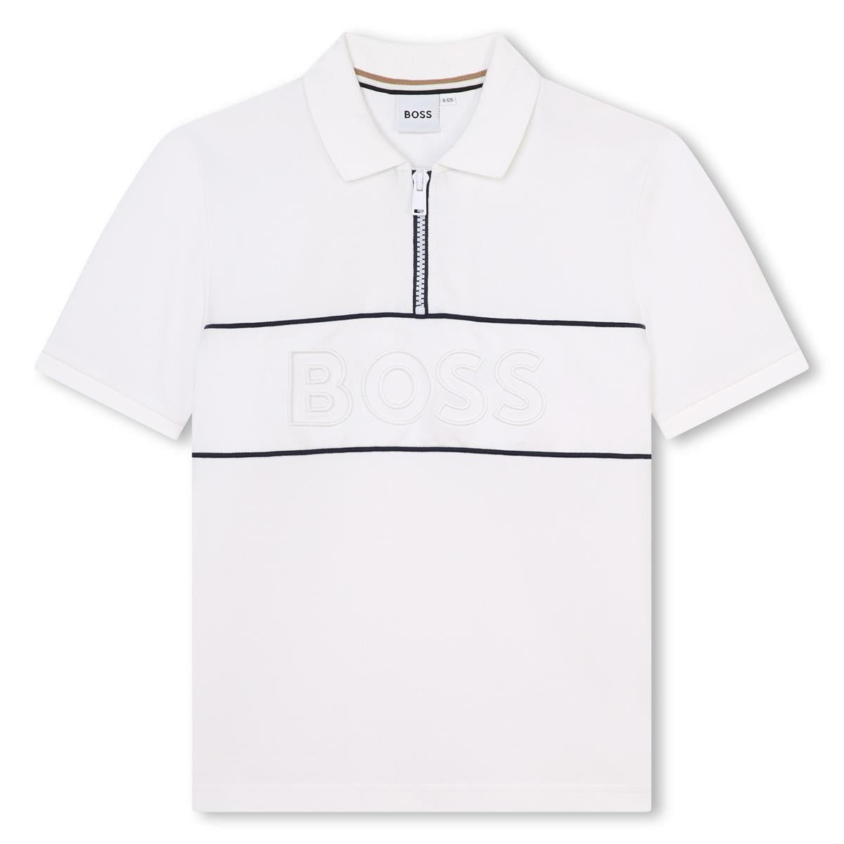 Boys White Cotton Polo Shirt