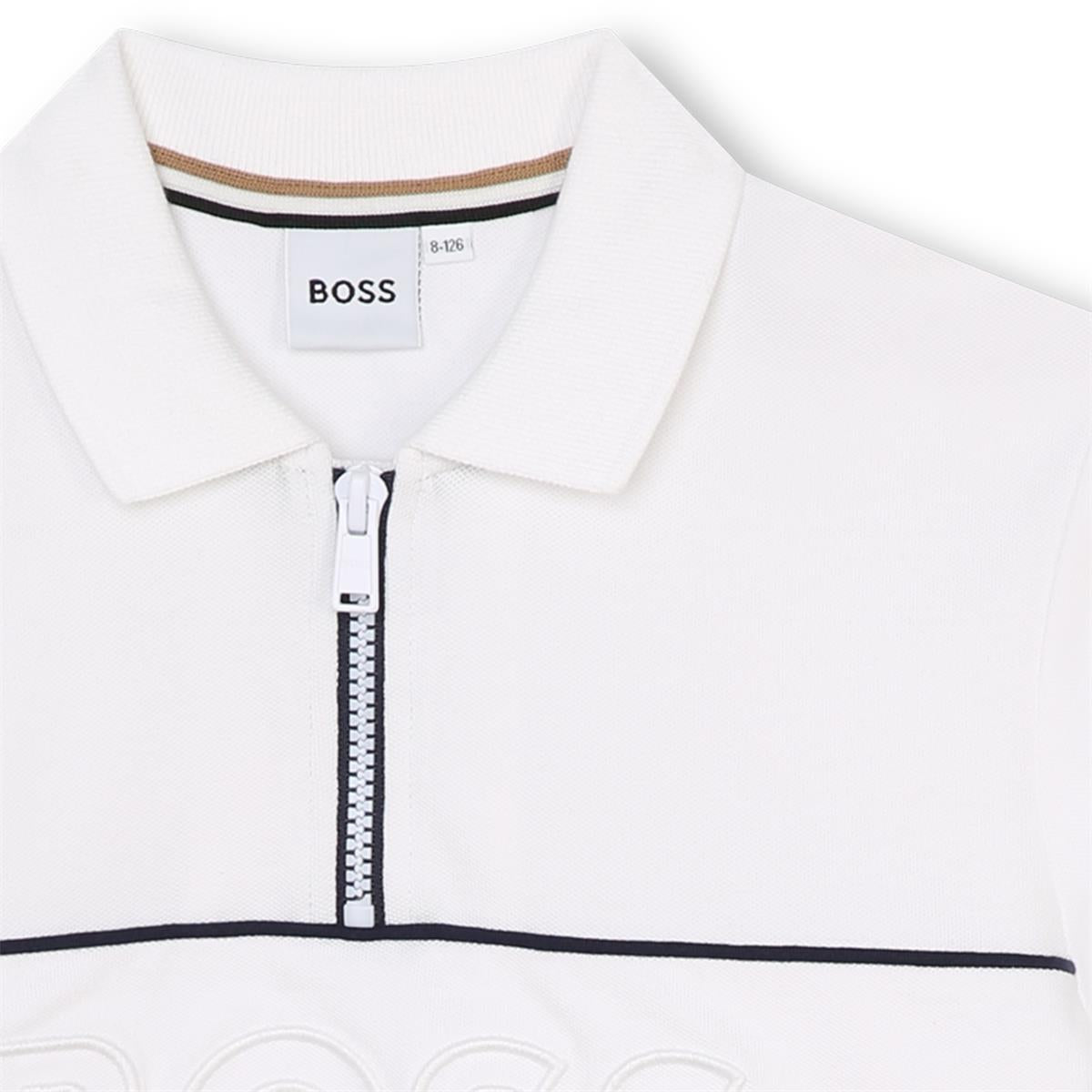 Boys White Cotton Polo Shirt