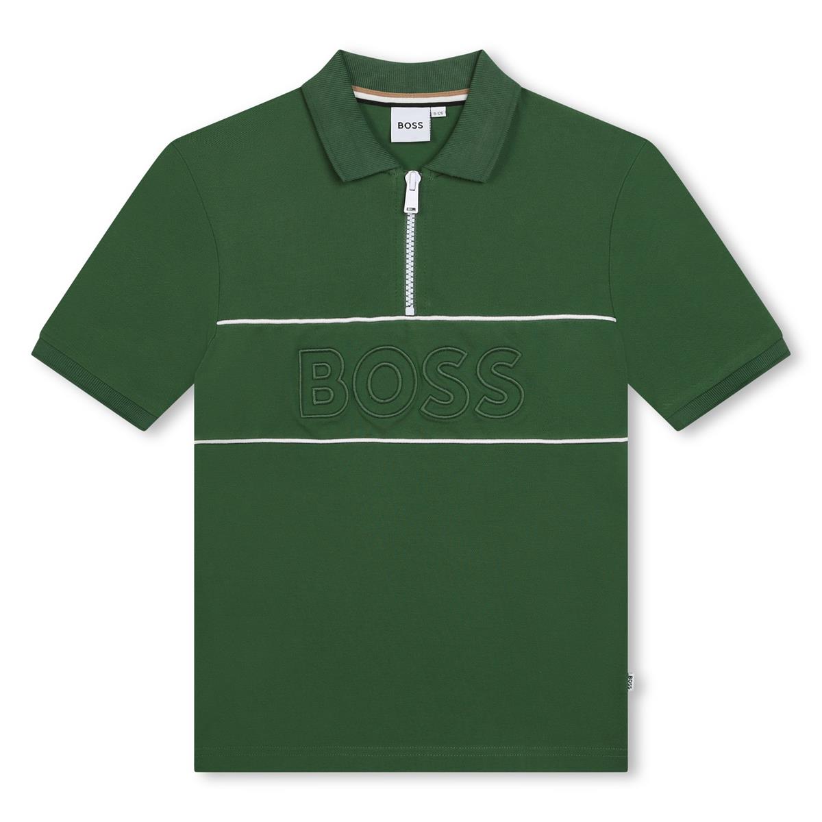 Boys Green Cotton Polo Shirt