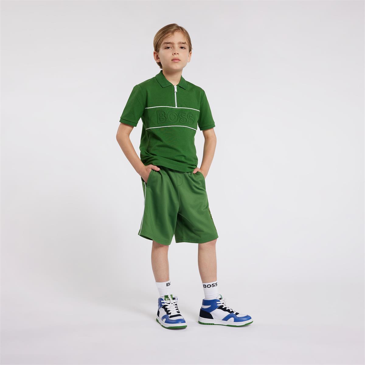 Boys Green Cotton Polo Shirt