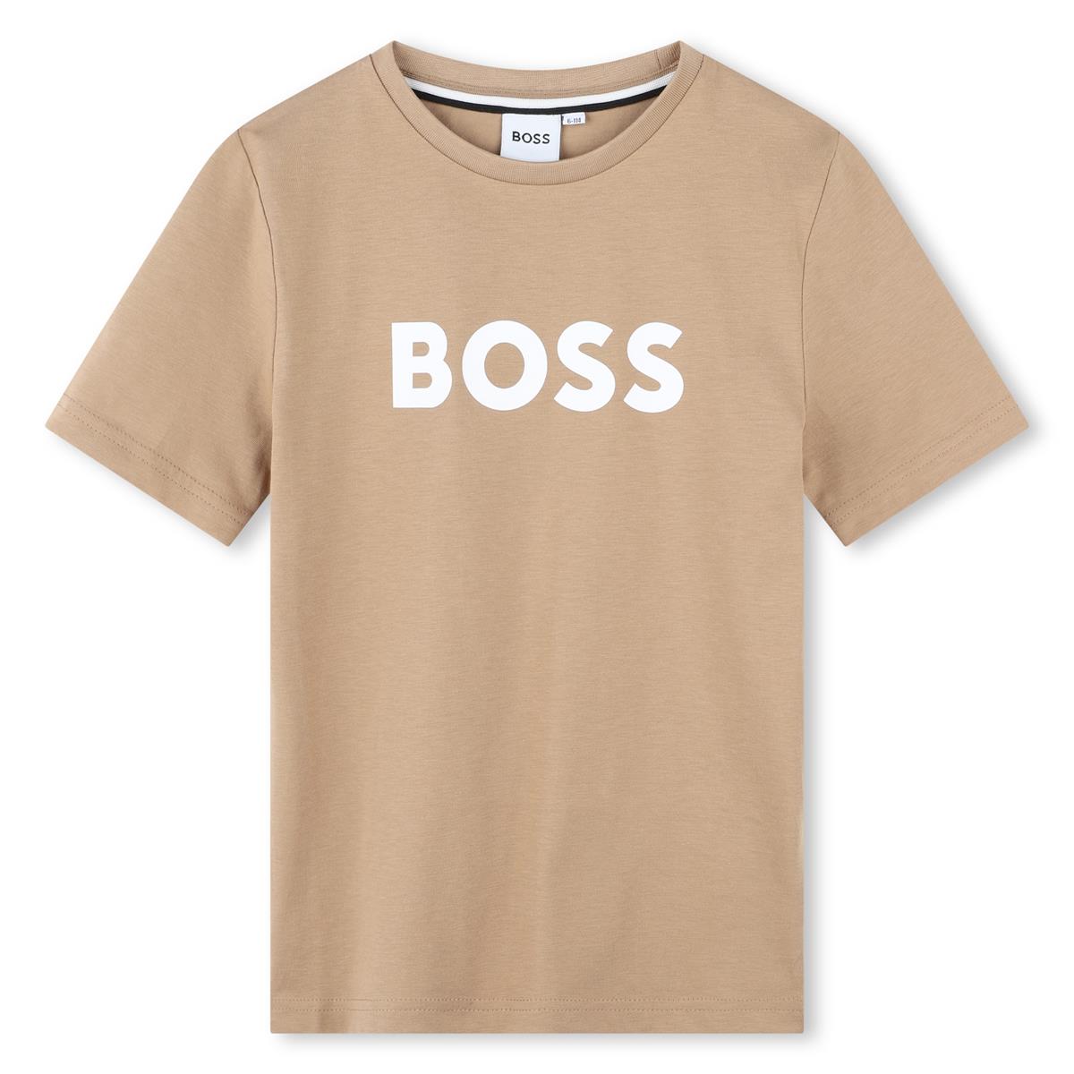 Boys Beige Cotton T-Shirt