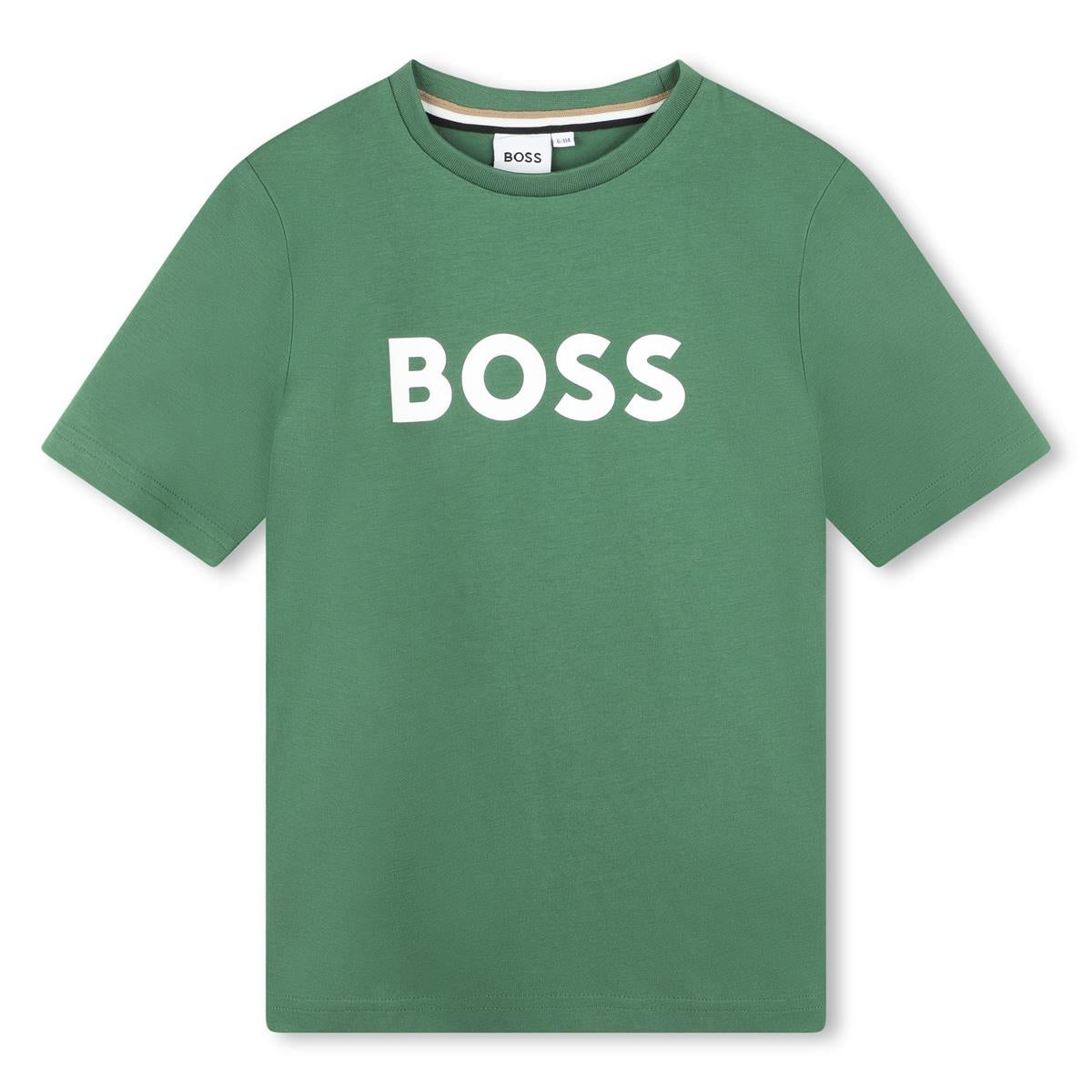 Boys Green Cotton T-Shirt