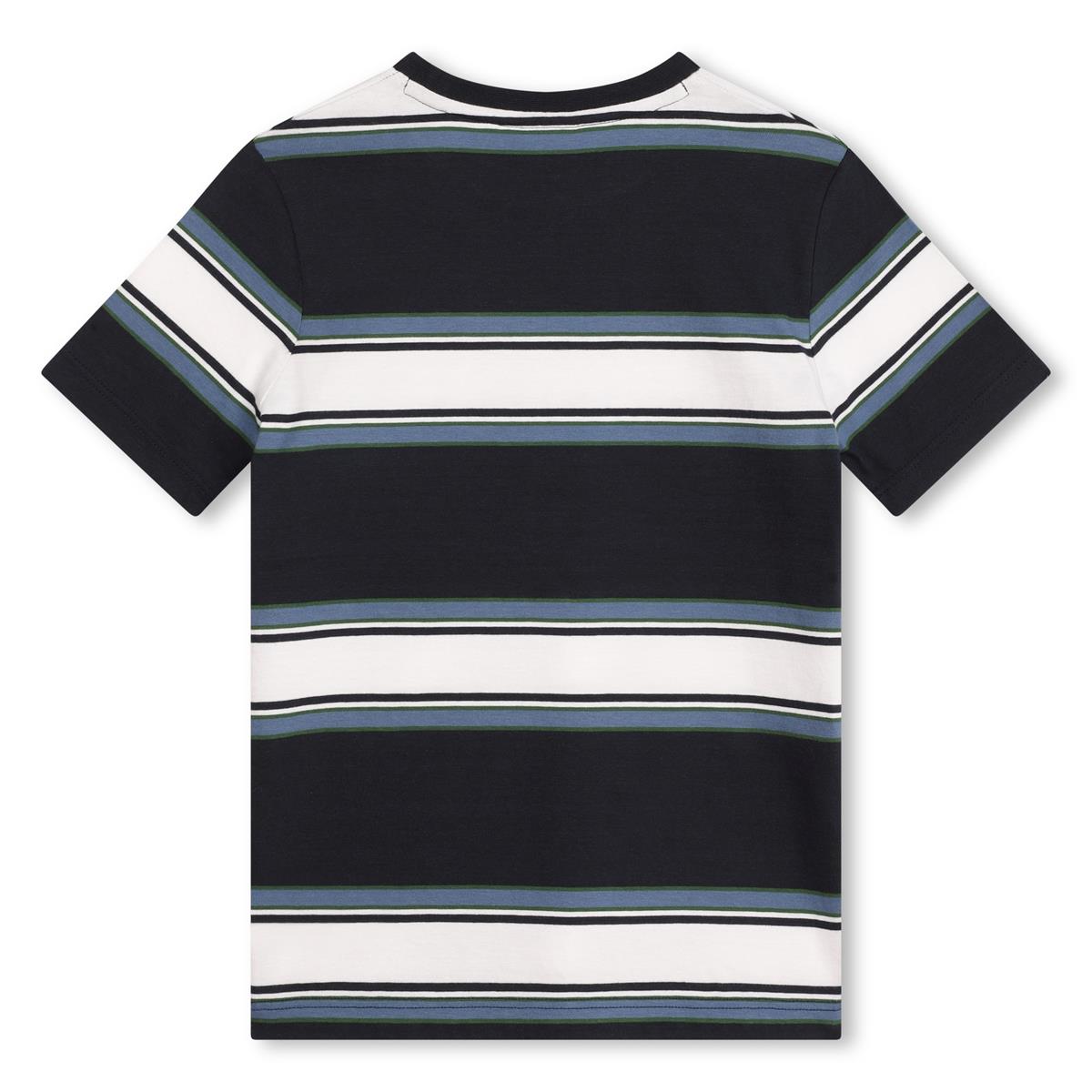 Boys Navy Stripes Cotton T-Shirt