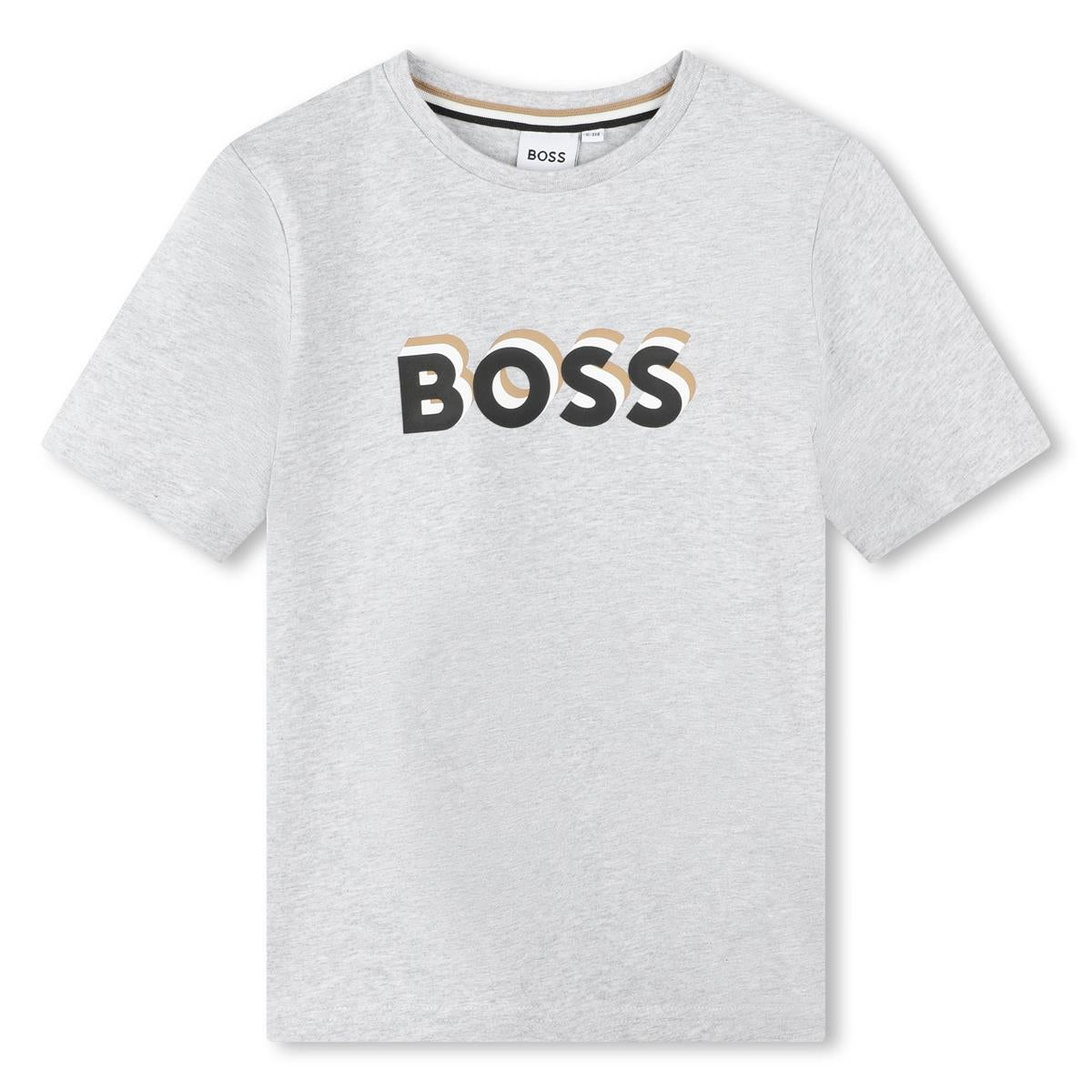 Boys Light Grey Cotton T-Shirt