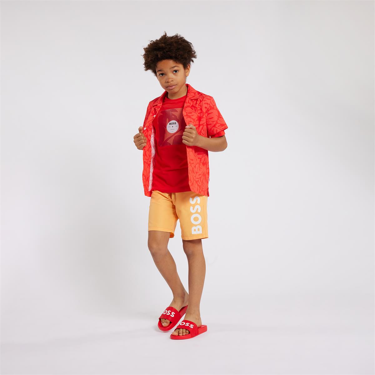 Boys Orange Cotton T-Shirt