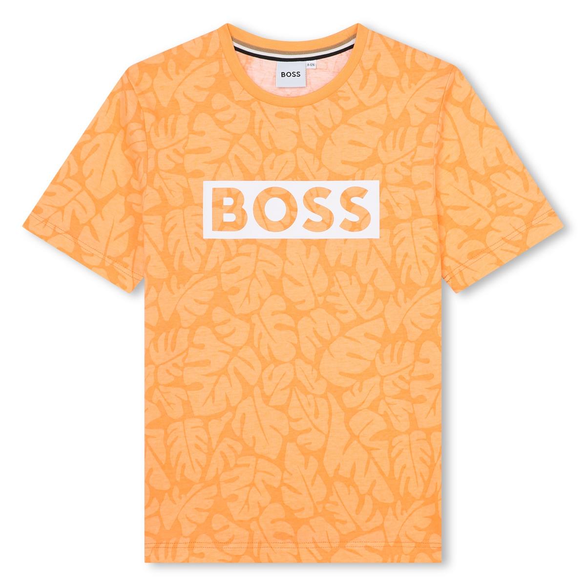 Boys Orange Cotton T-Shirt