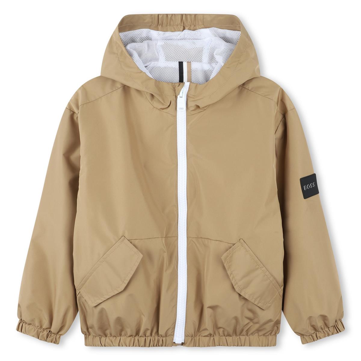 Boys Beige Zip-Up Jacket