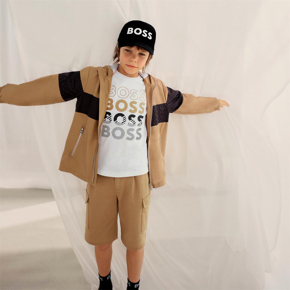 Boys Beige Zip-Up Jacket
