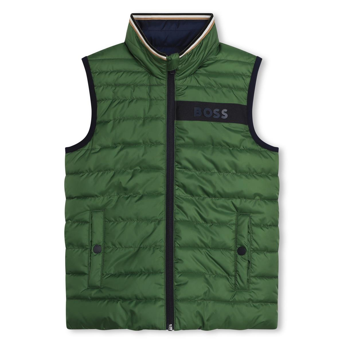 Boys Green Reversible Padded Gilet