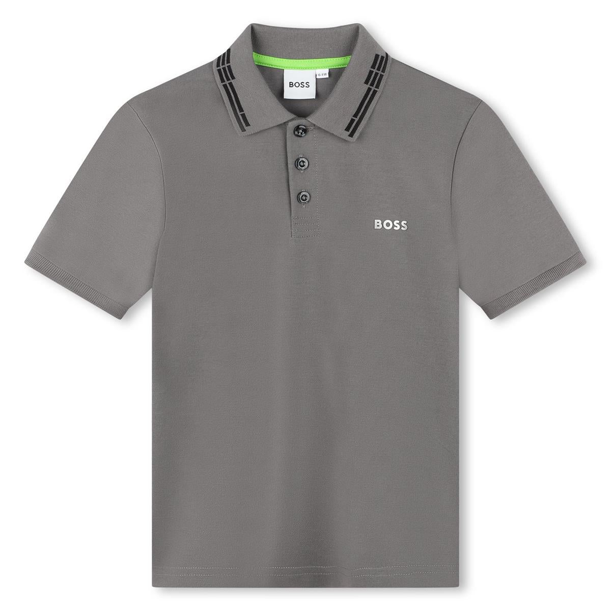 Boys Grey Cotton Polo Shirt