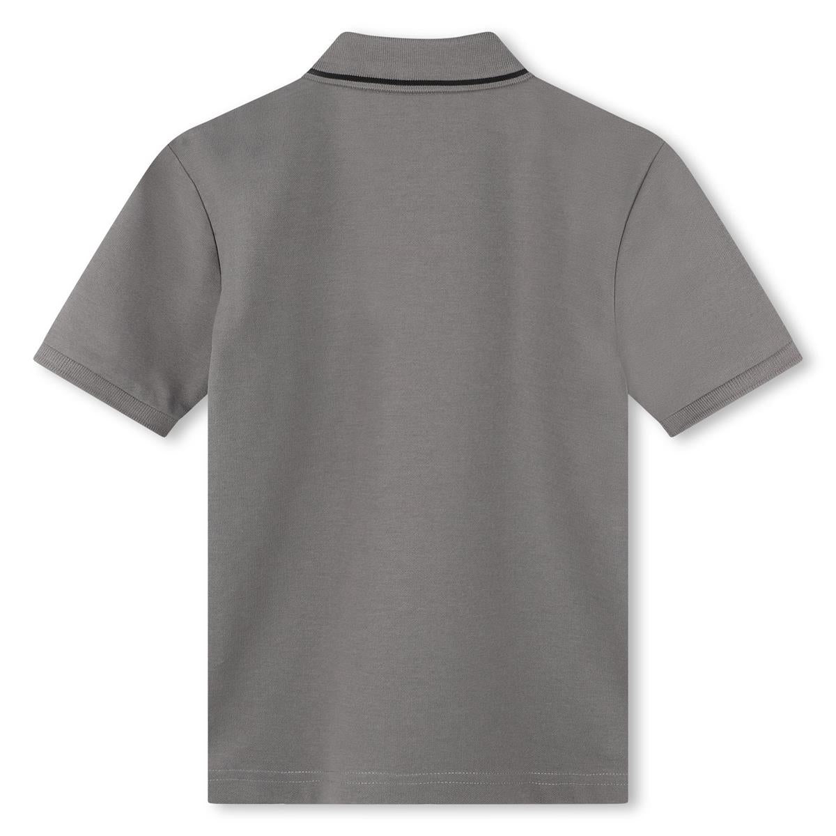 Boys Grey Cotton Polo Shirt