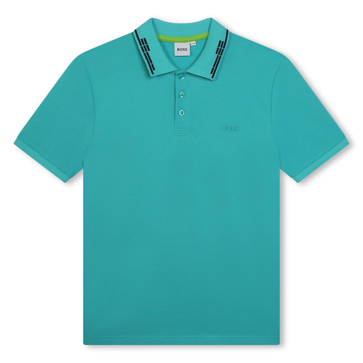 Boys Green Cotton Polo Shirt