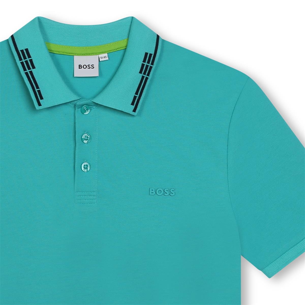 Boys Green Cotton Polo Shirt