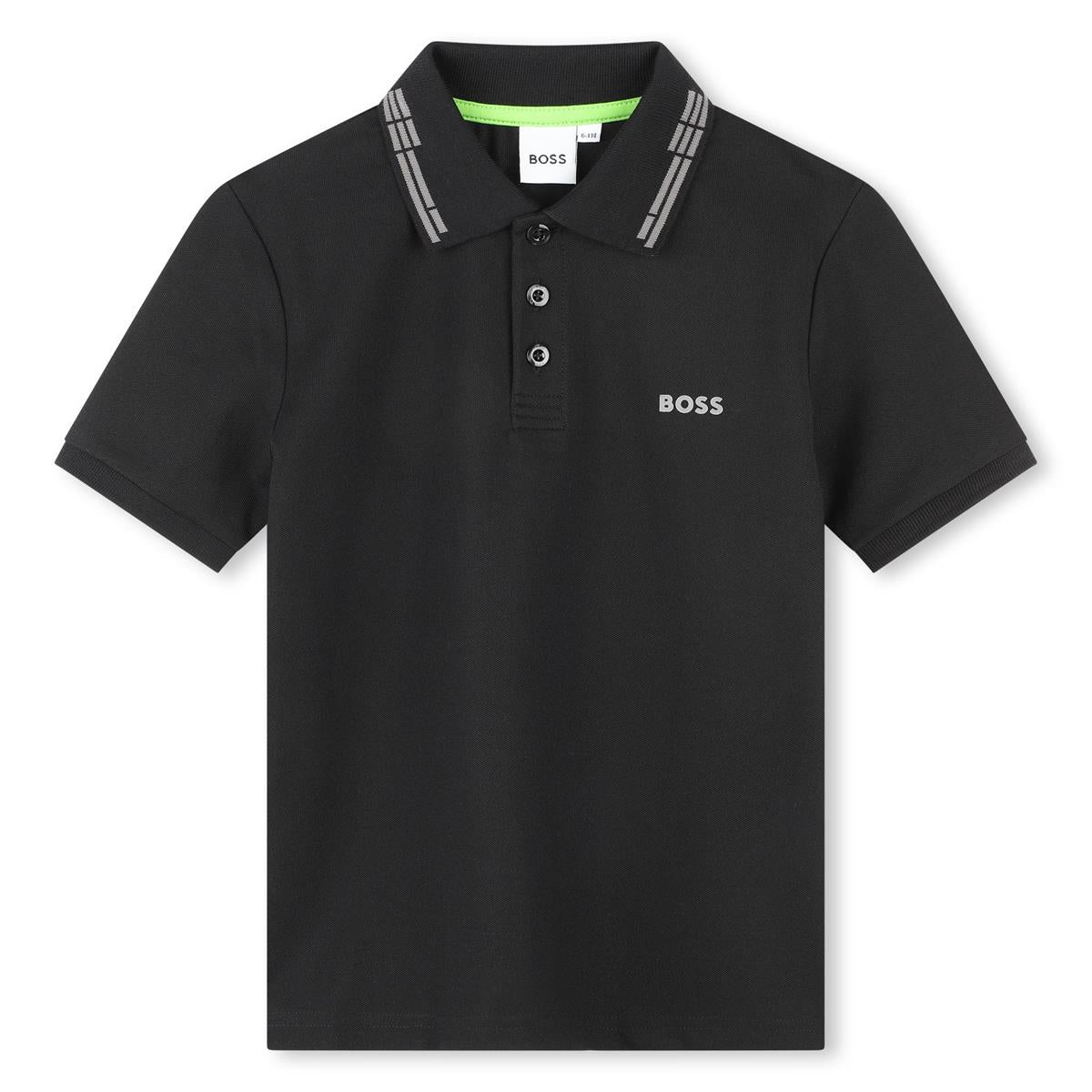 Boys Black Cotton Polo Shirt