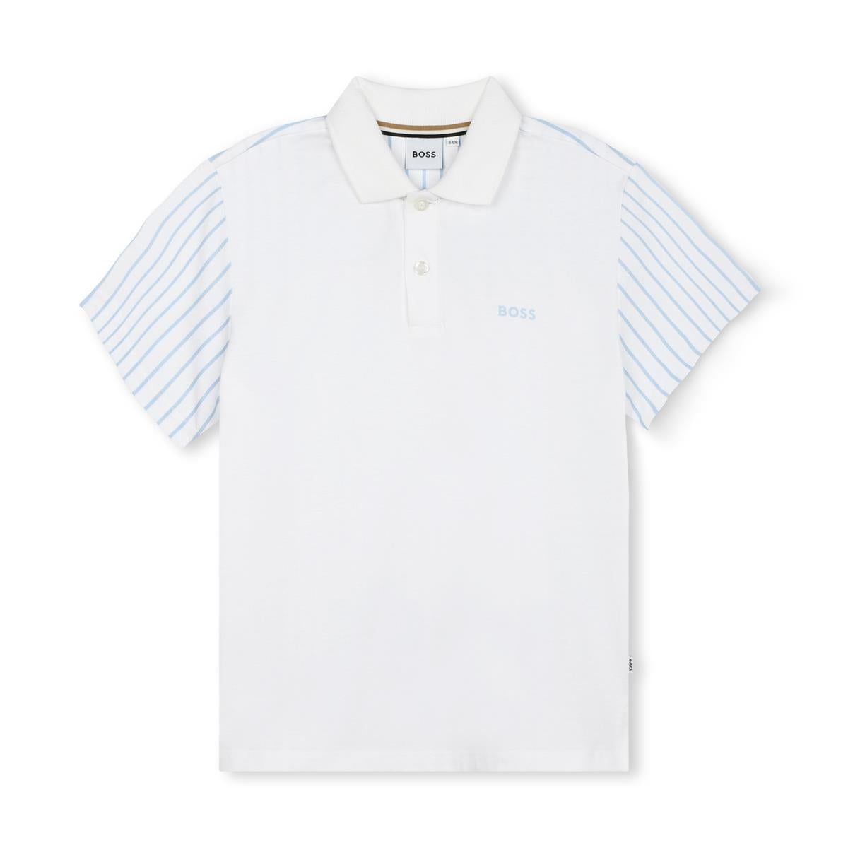 Boys White Cotton Polo Shirt