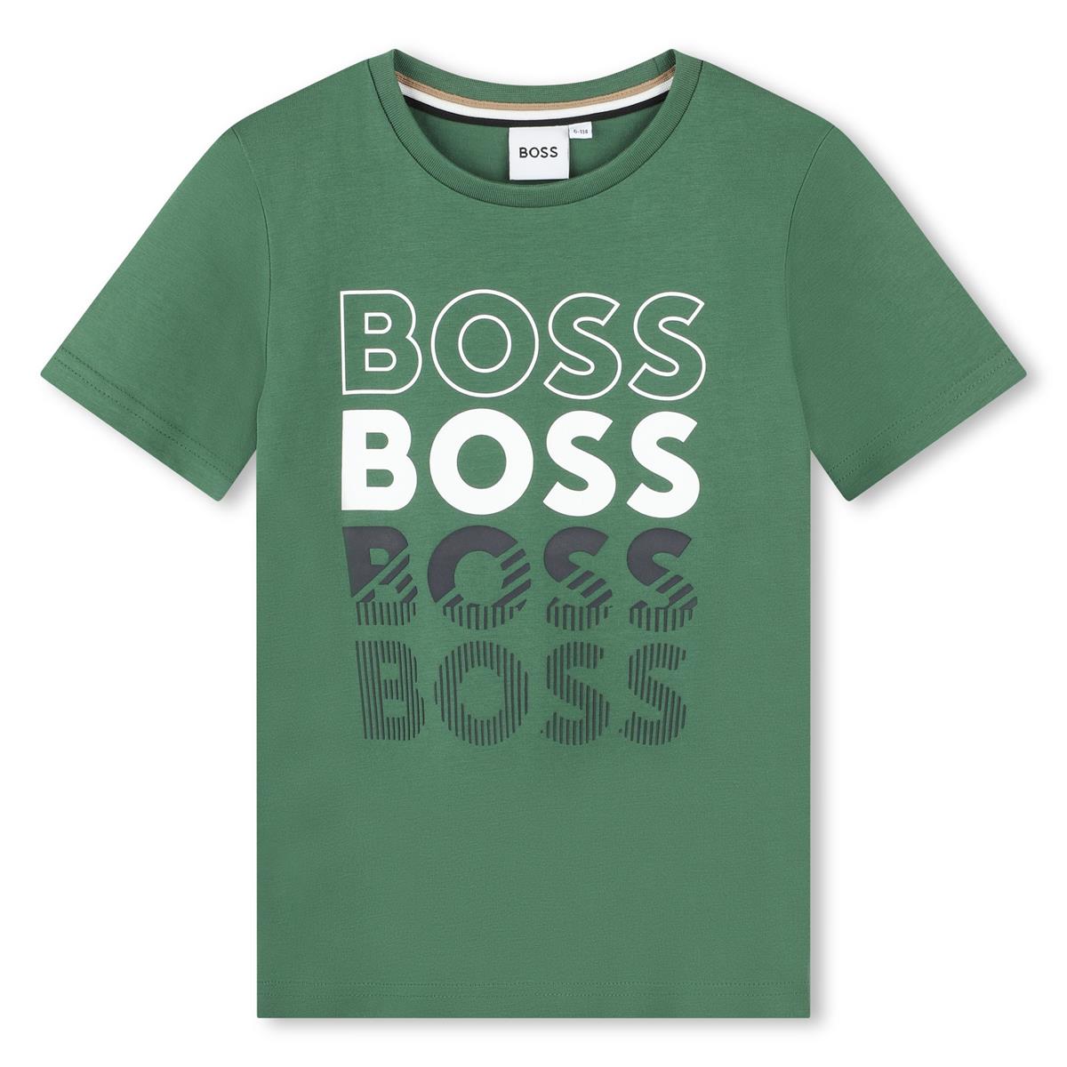 Boys Green Cotton T-Shirt