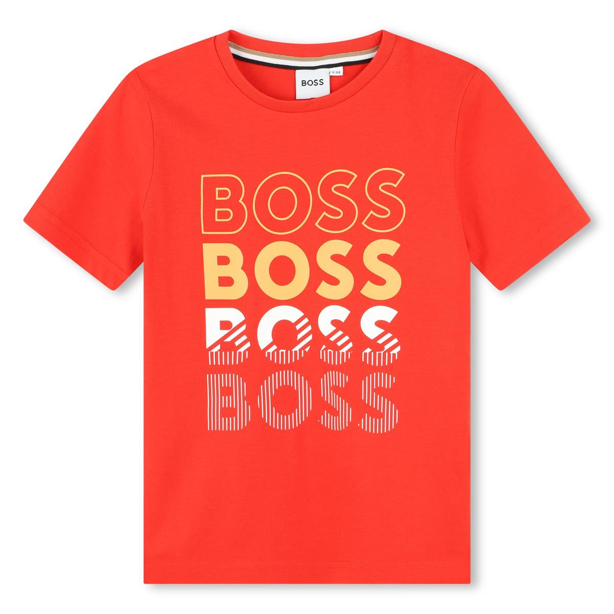 Boys Orange Cotton T-Shirt