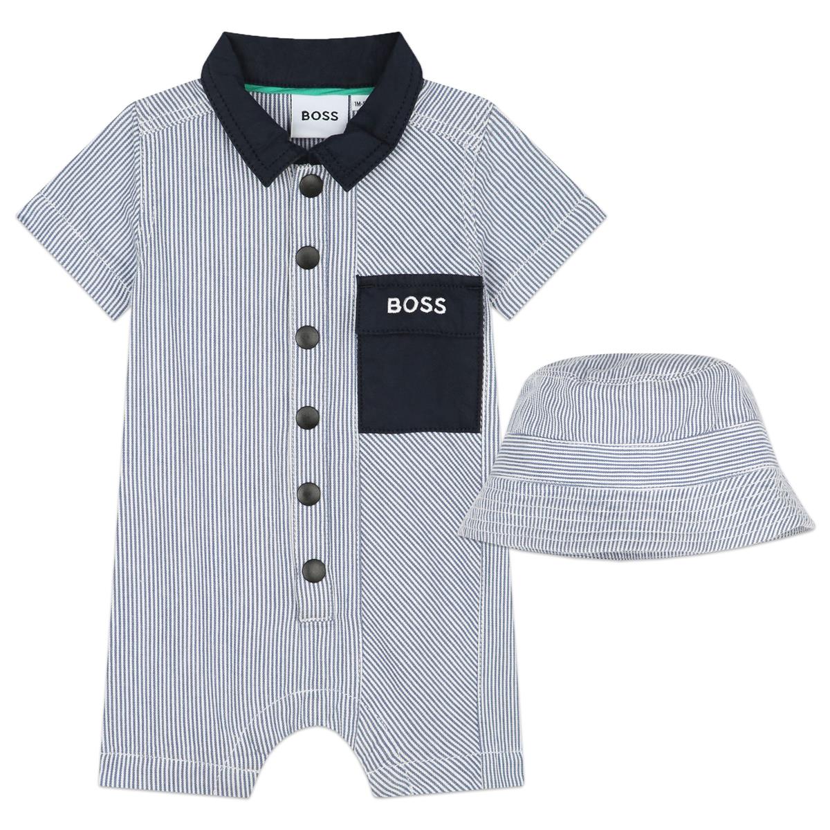 Baby Girls Blue Stripes Babysuit