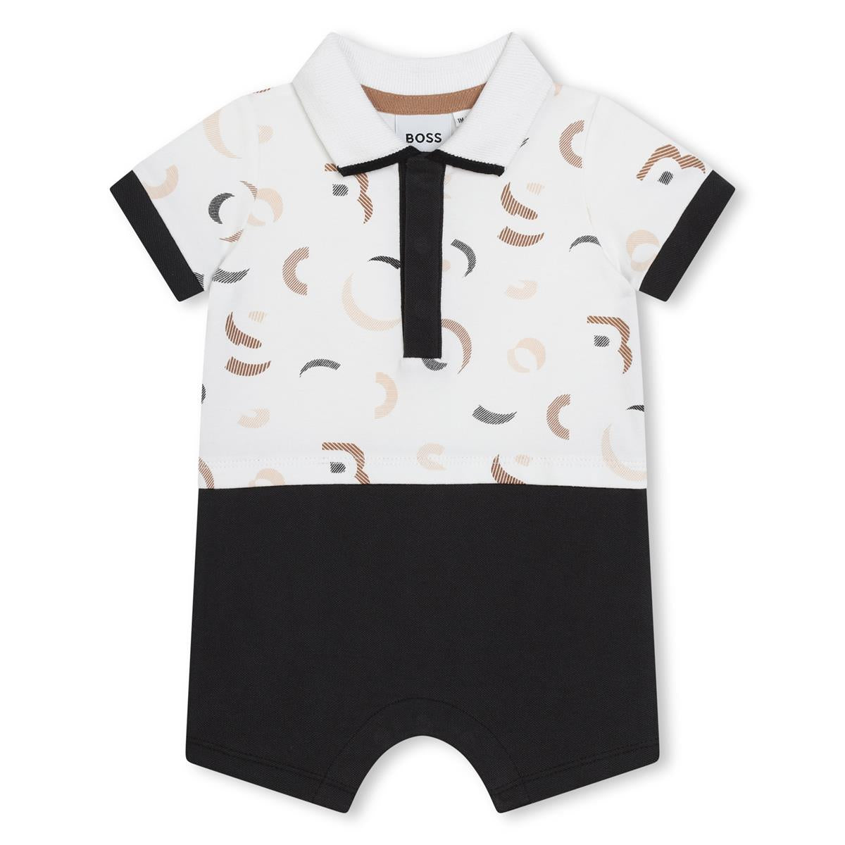 Baby Boys White Cotton Babysuit