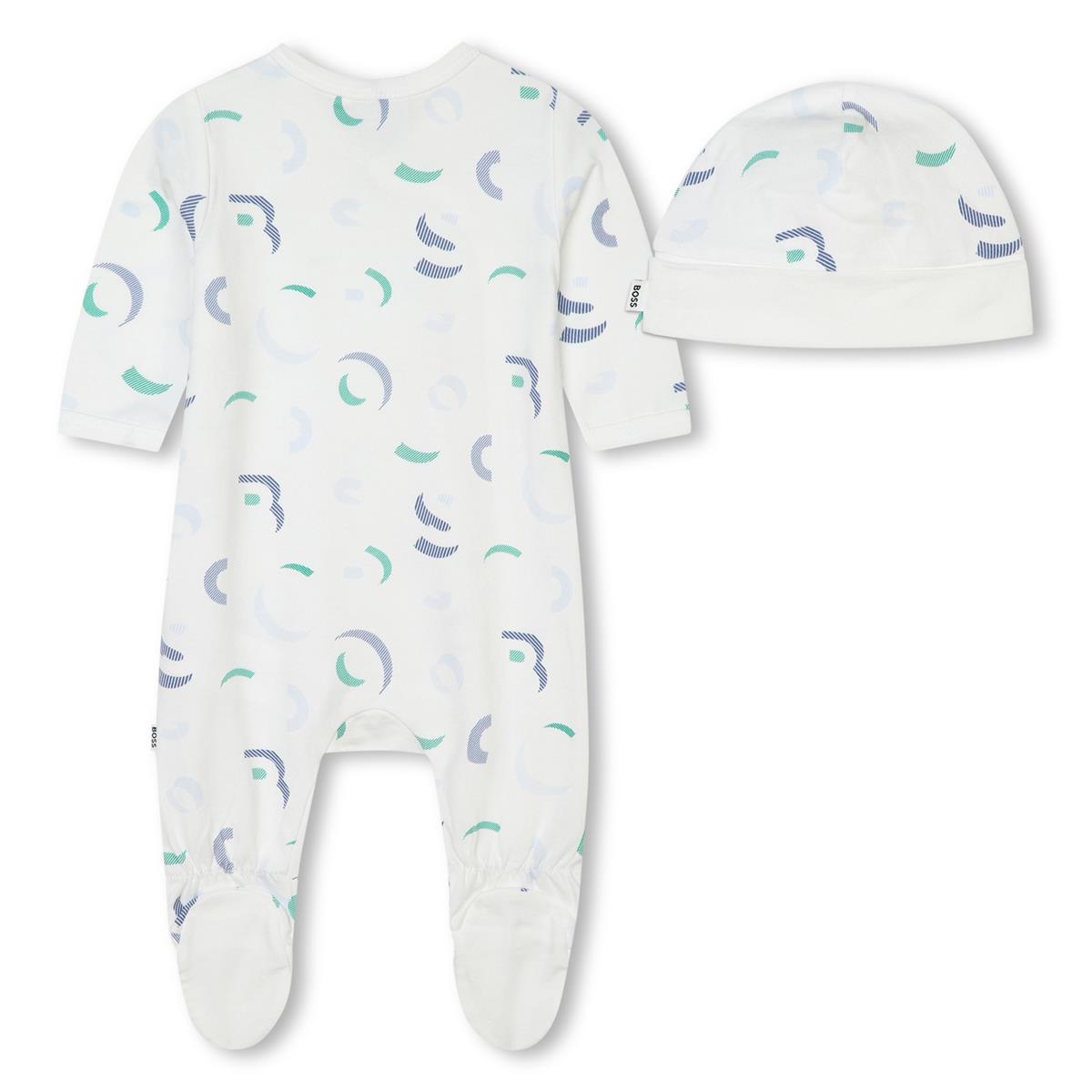 Baby Boys White Cotton Babysuit Set