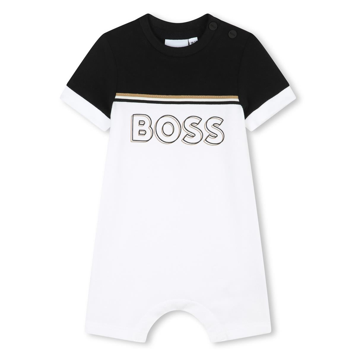 Baby Boys White Cotton Babysuit