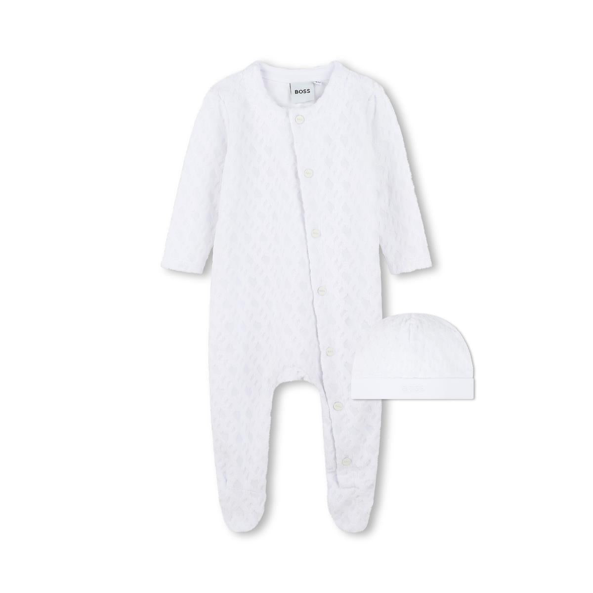 Baby Boys White Cotton Babysuit Set