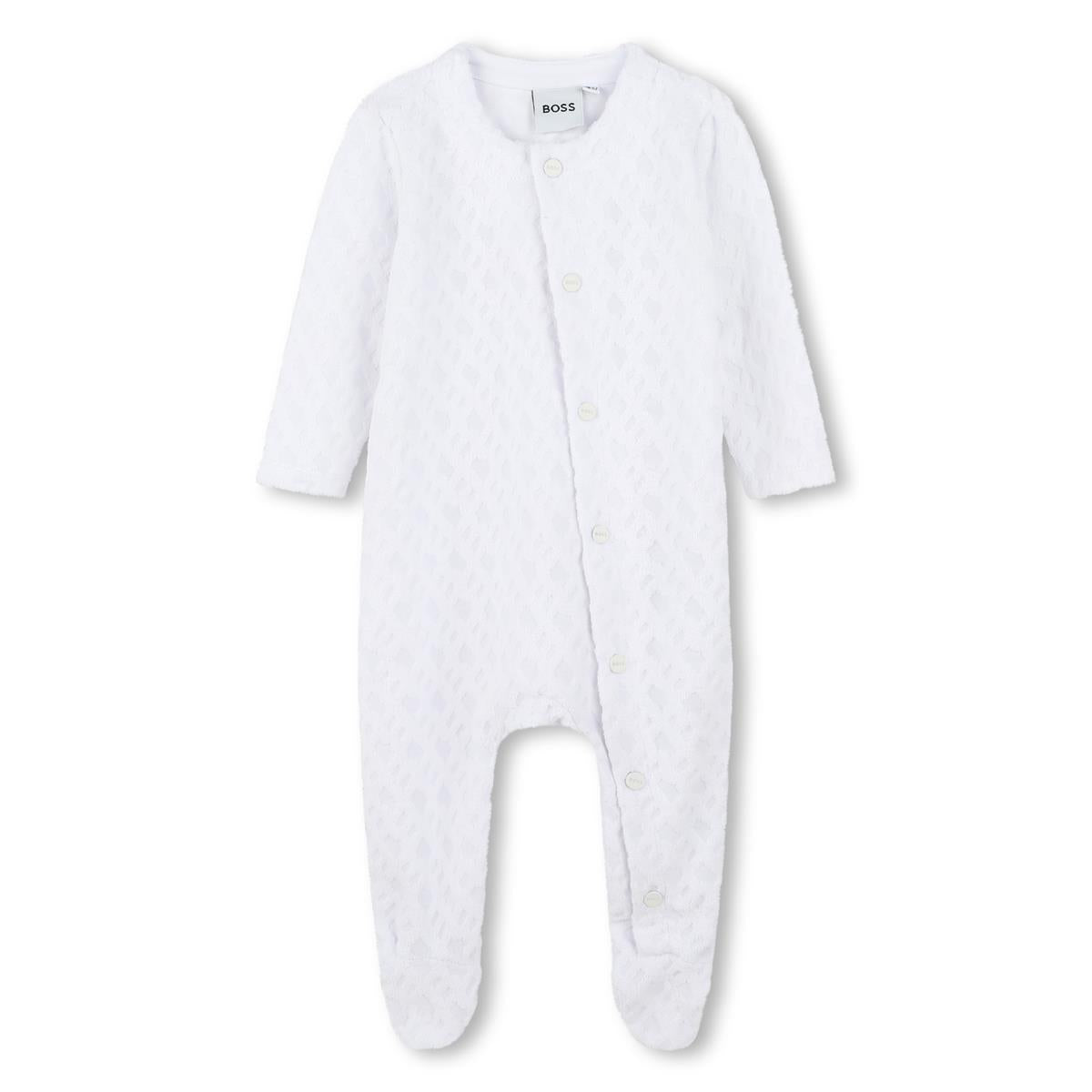 Baby Boys White Cotton Babysuit Set