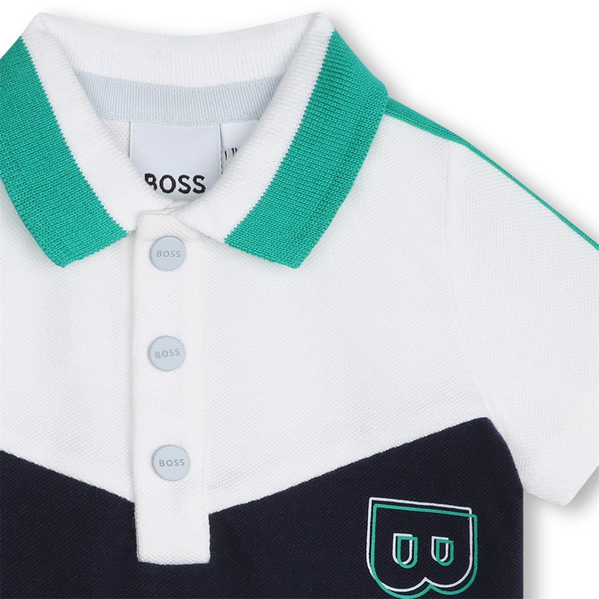 Baby Boys White Cotton Polo Shirt