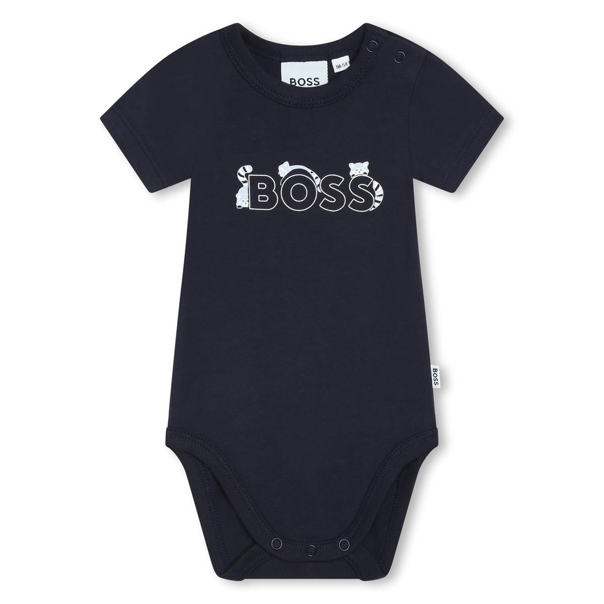 Baby Boys Navy Cotton Babysuit Set(2 Pack)