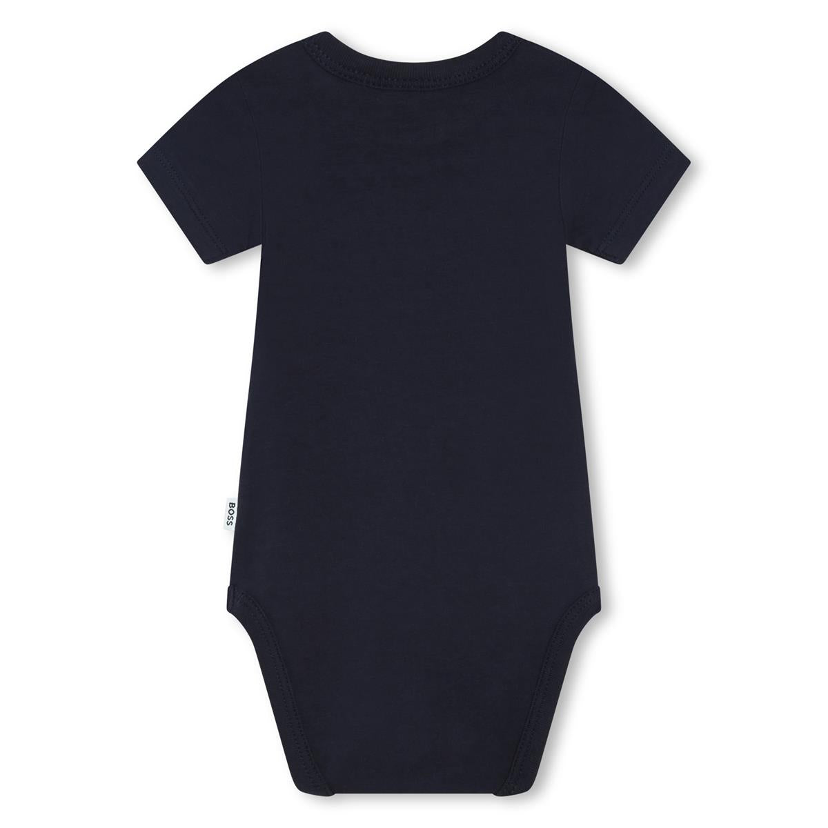 Baby Boys Navy Cotton Babysuit Set(2 Pack)