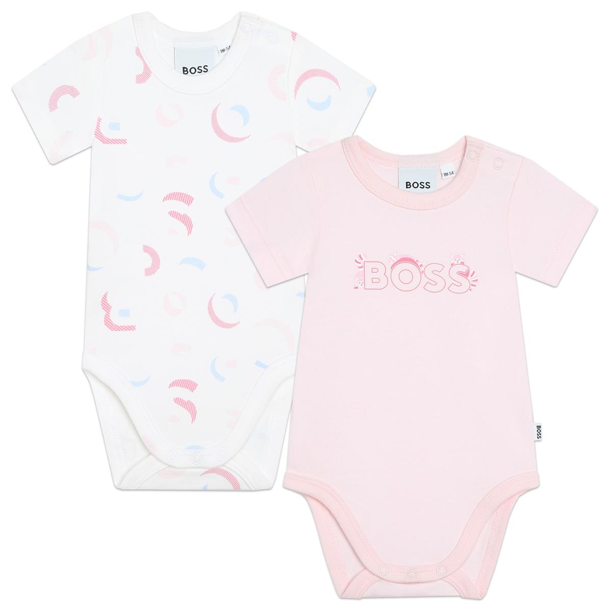 Baby Girls Pink Cotton Babysuit Set(2 Pack)