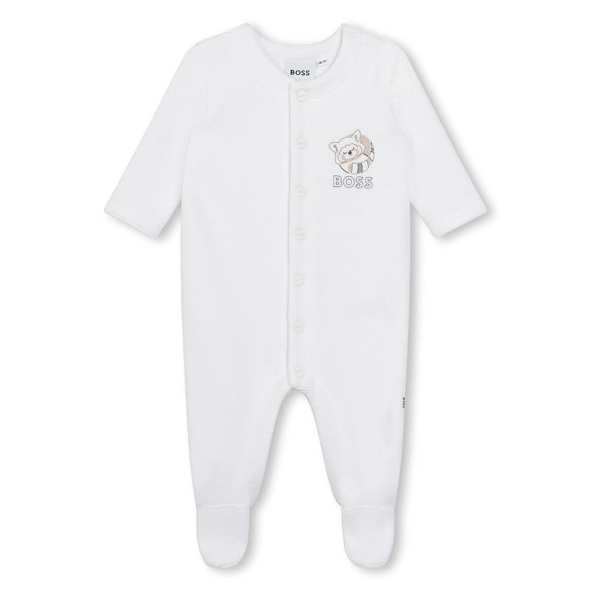 Baby Boys & Girls White Cotton Babysuit Set