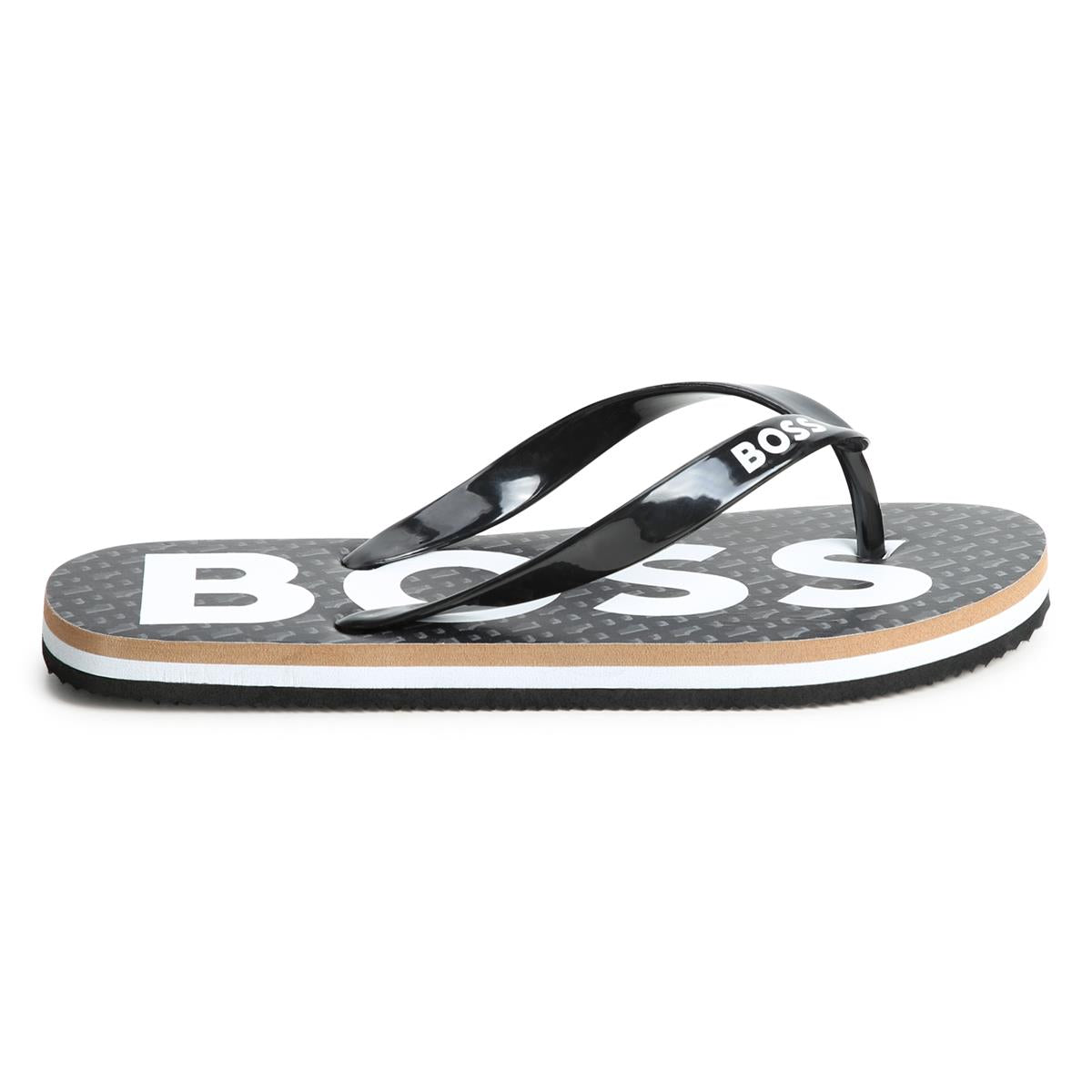 Boys Black Logo Slippers