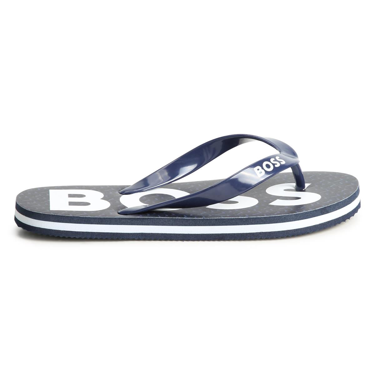 Boys Navy Logo Slippers