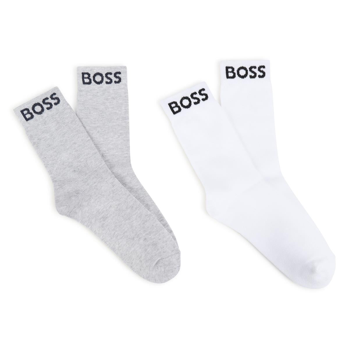 Boys White Cotton Socks Set(2 Pack)
