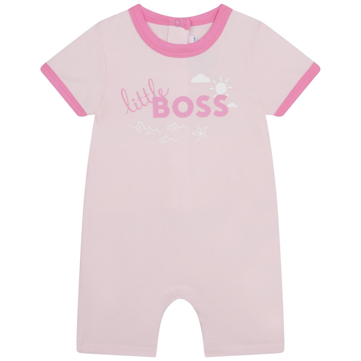 Baby Girls Pink Logo Cotton Babysuit