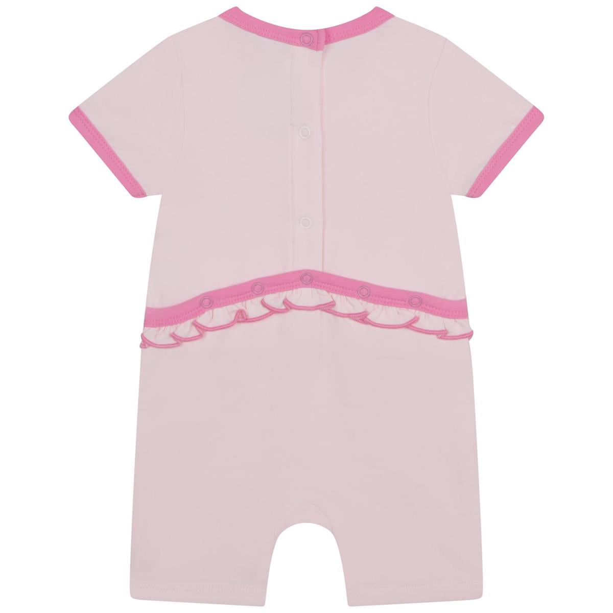 Baby Girls Pink Logo Cotton Babysuit