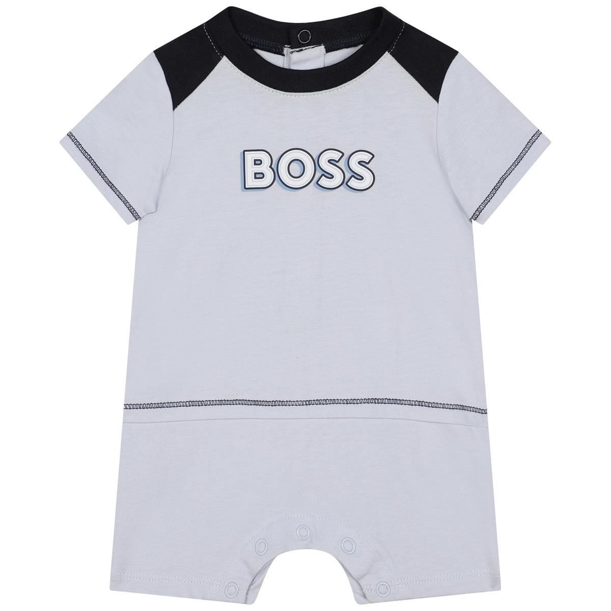 Baby Boys Light Blue Logo Cotton Babysuit