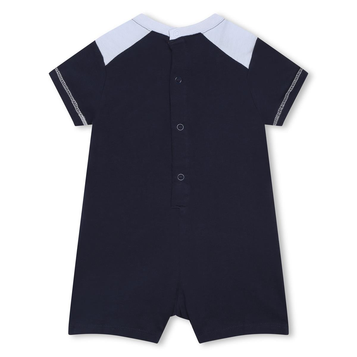 Baby Boys Navy Logo Cotton Babysuit