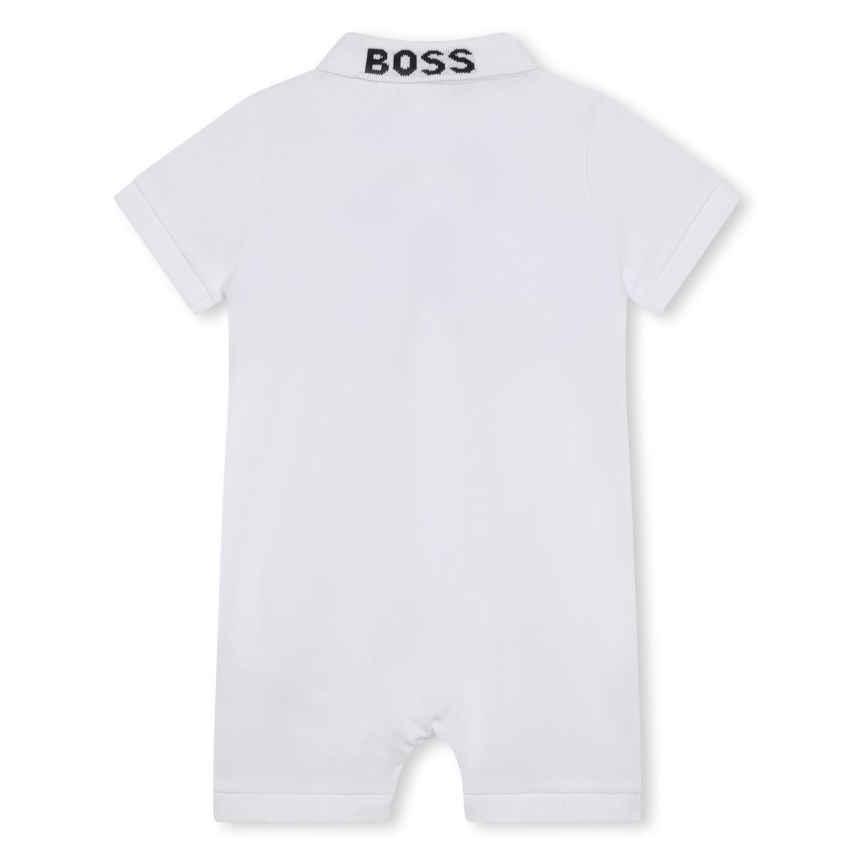 Baby Boys White Logo Cotton Babysuit