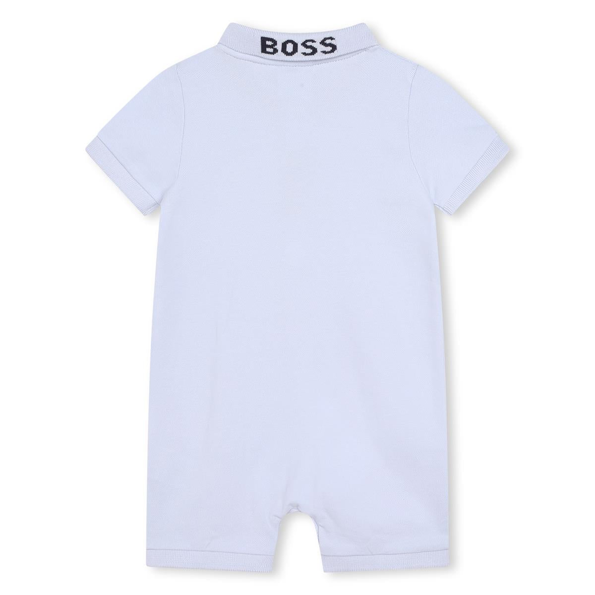 Baby Boys Light Blue Logo Cotton Babysuit