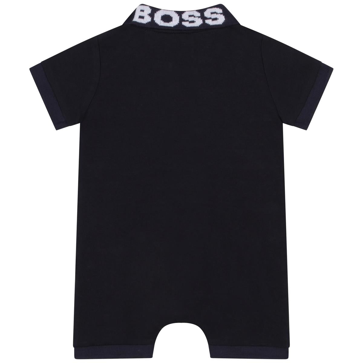 Baby Boys Navy Logo Cotton Babysuit